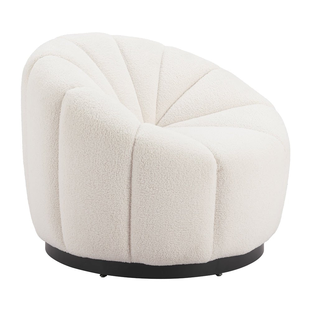 Sillón Ocasional para Spa - ZUO BHUTAN - Crema - Asiento y Respaldo Tapizados en Tela Tipo Borrego - 110358 - Zuo - NOGAL BEAT - Sillón Ocasional