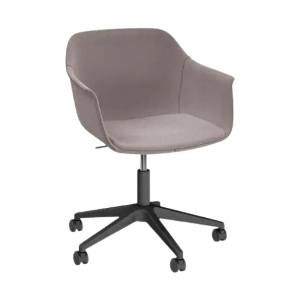 SILLÓN RESOL SHAPE RUEDAS FULLY UPHOLSTERED | Sillón Ocasional para Sala de Juntas | Inyección en Polipropileno Fibra de Vidrio | Estructura de Ruedas con Bomba | Interior - 85929 + 60090 - Resol - NOGAL BEAT - Sillon