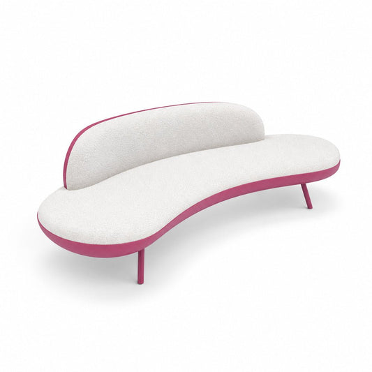 Sofá 2 Plazas Curvo - VERSA OFFSET SOFA PANNA - Tapizado en Sintético Altacia o Spectra con Base y Estándar - VO-611ES - VERSA - NOGAL BEAT - Sillón Ocasional