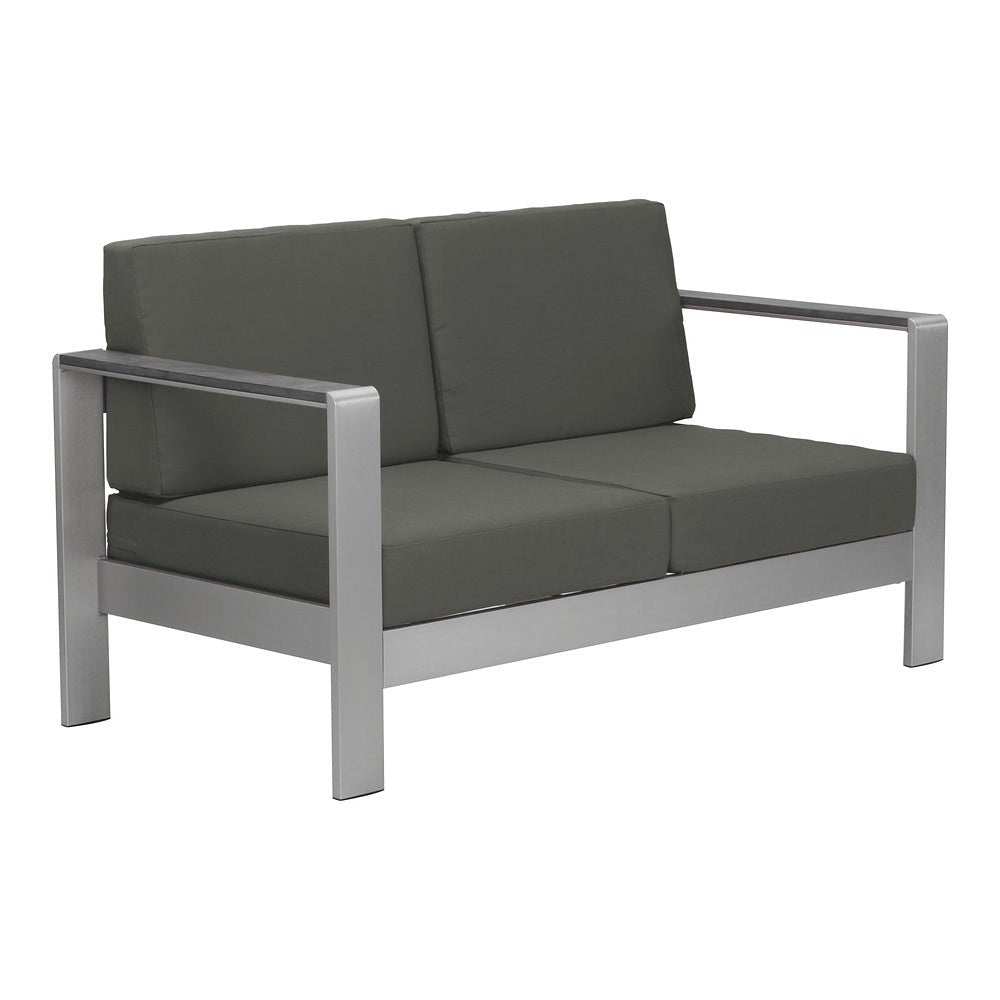 Sofá de Terraza para Club de Playa 2 Plazas - ZUO COSMOPOLITAN - Gris Oscuro - Asiento y Respaldo Tapizados con Tela para Exterior - 703986 - Zuo - NOGAL BEAT - Sofá de Terraza