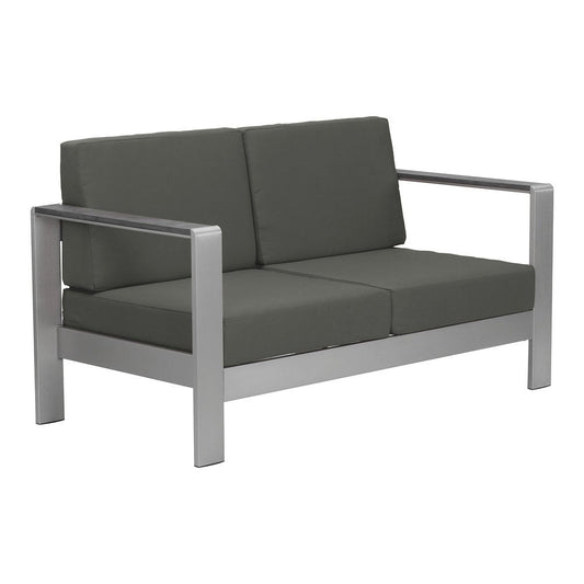 Sofá de Terraza para Club de Playa 2 Plazas - ZUO COSMOPOLITAN - Gris Oscuro - Asiento y Respaldo Tapizados con Tela para Exterior - 703986 - Zuo - NOGAL BEAT - Sofá de Terraza
