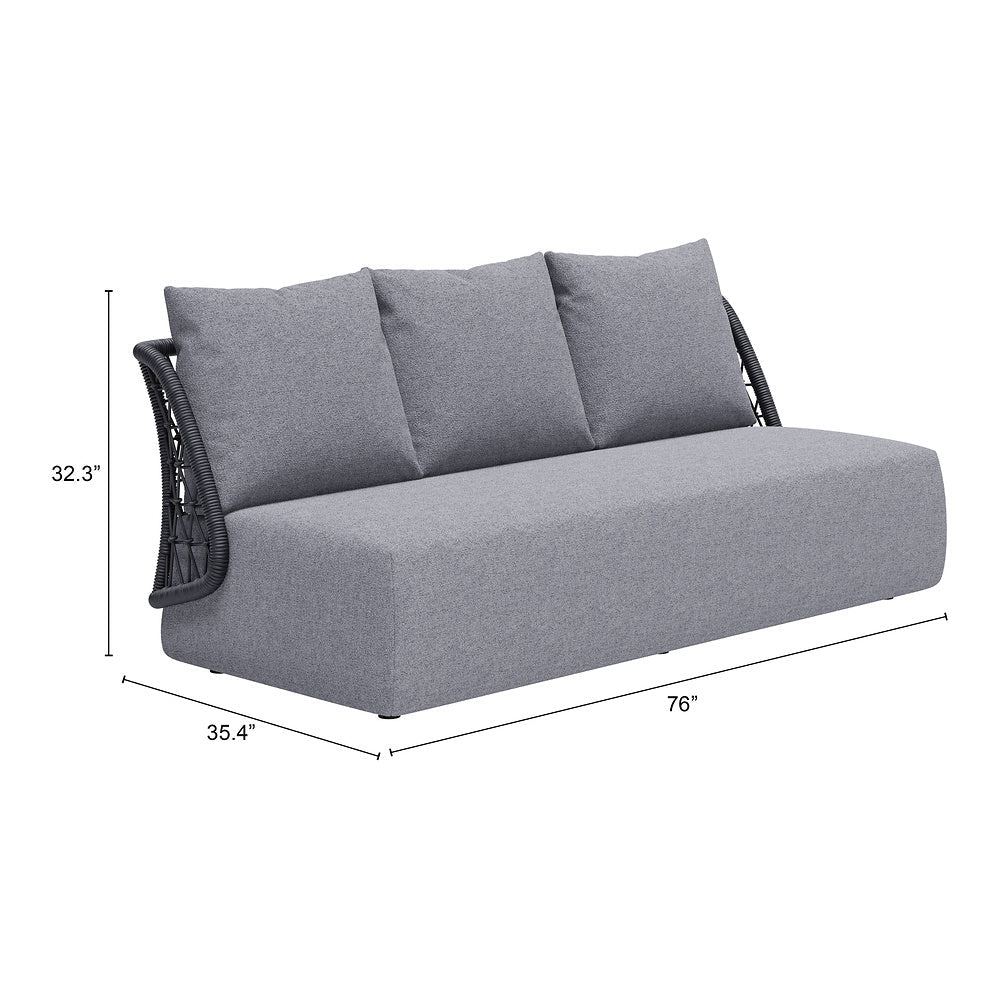 Sofá de Terraza para Spa 3 Plazas - ZUO MEKAN - Gris - Asiento y Respaldo Tapizados con Tela para Exterior - 704023 - Zuo - NOGAL BEAT - Sofá de Terraza