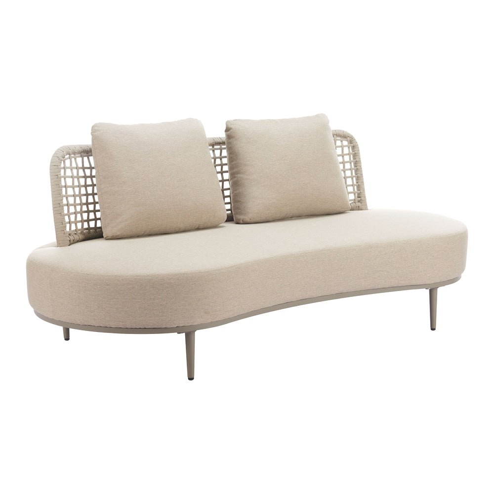 Sofá de Terraza para Zona de Alberca 2 Plazas - ZUO RUHE - Beige - Asiento y Respaldo Tapizados con Tela para Exterior - 704125 - Zuo - NOGAL BEAT - Sofá de Terraza