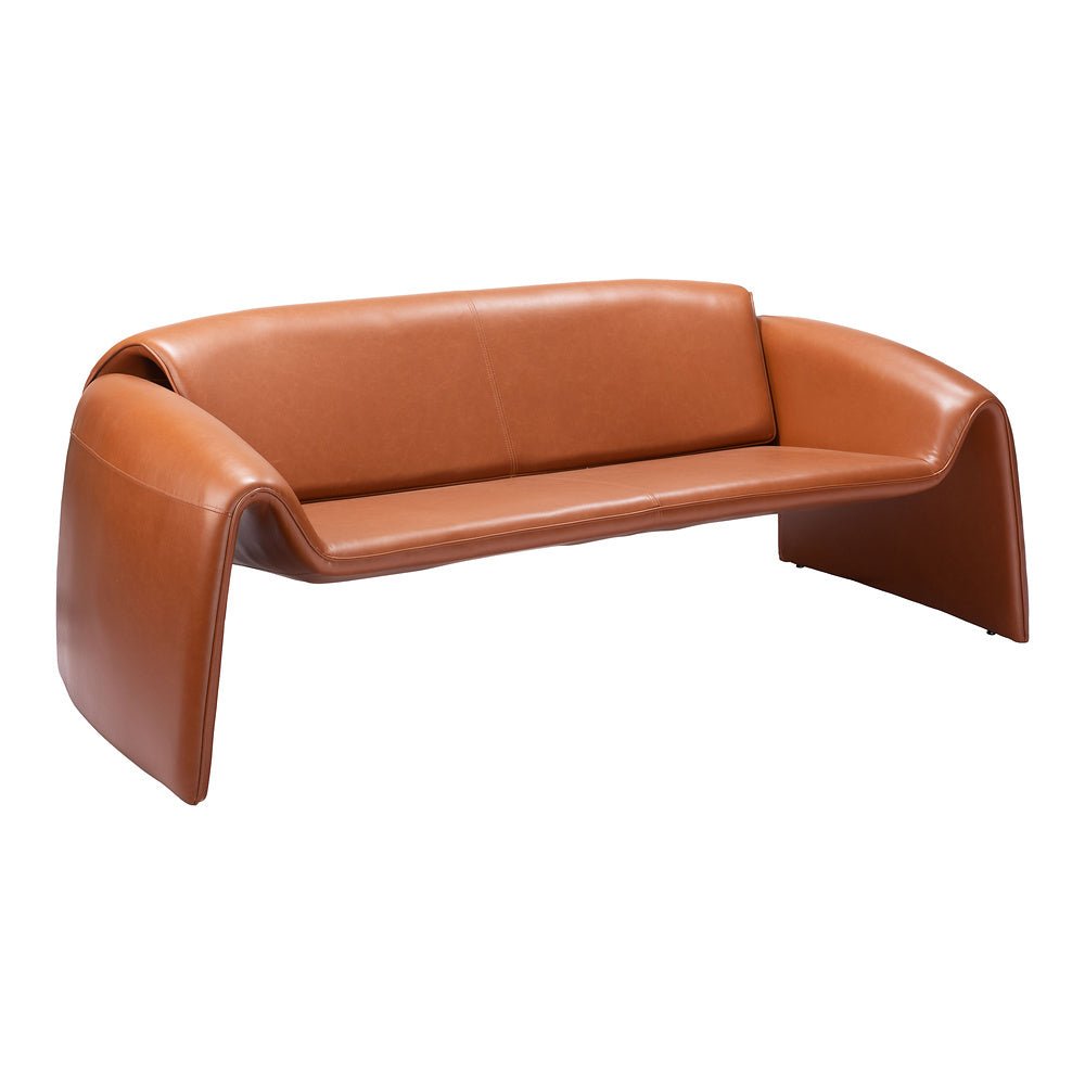 Sofá para Área de Descanso 2 Plazas - ZUO HORTEN - Café - Asiento y Respaldo Tapizados en Piel Sintética - 110027 - Zuo - NOGAL BEAT - Sillón Ocasional