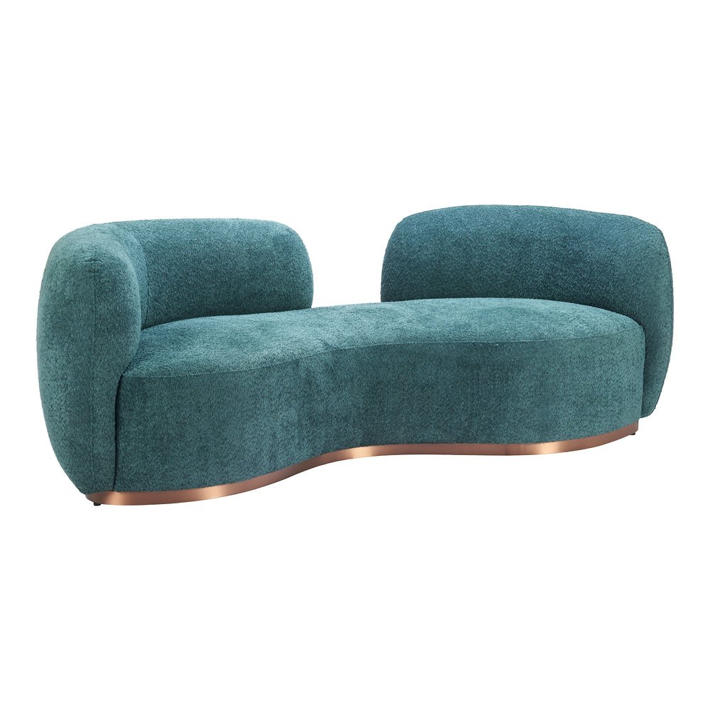 Sofá para Área de Descanso 2 Plazas - ZUO JAMELA - Verde Azulado - Asiento y Respaldo Tapizados en Tela Tipo Borrego - 110478 - Zuo - NOGAL BEAT - Sillón Ocasional