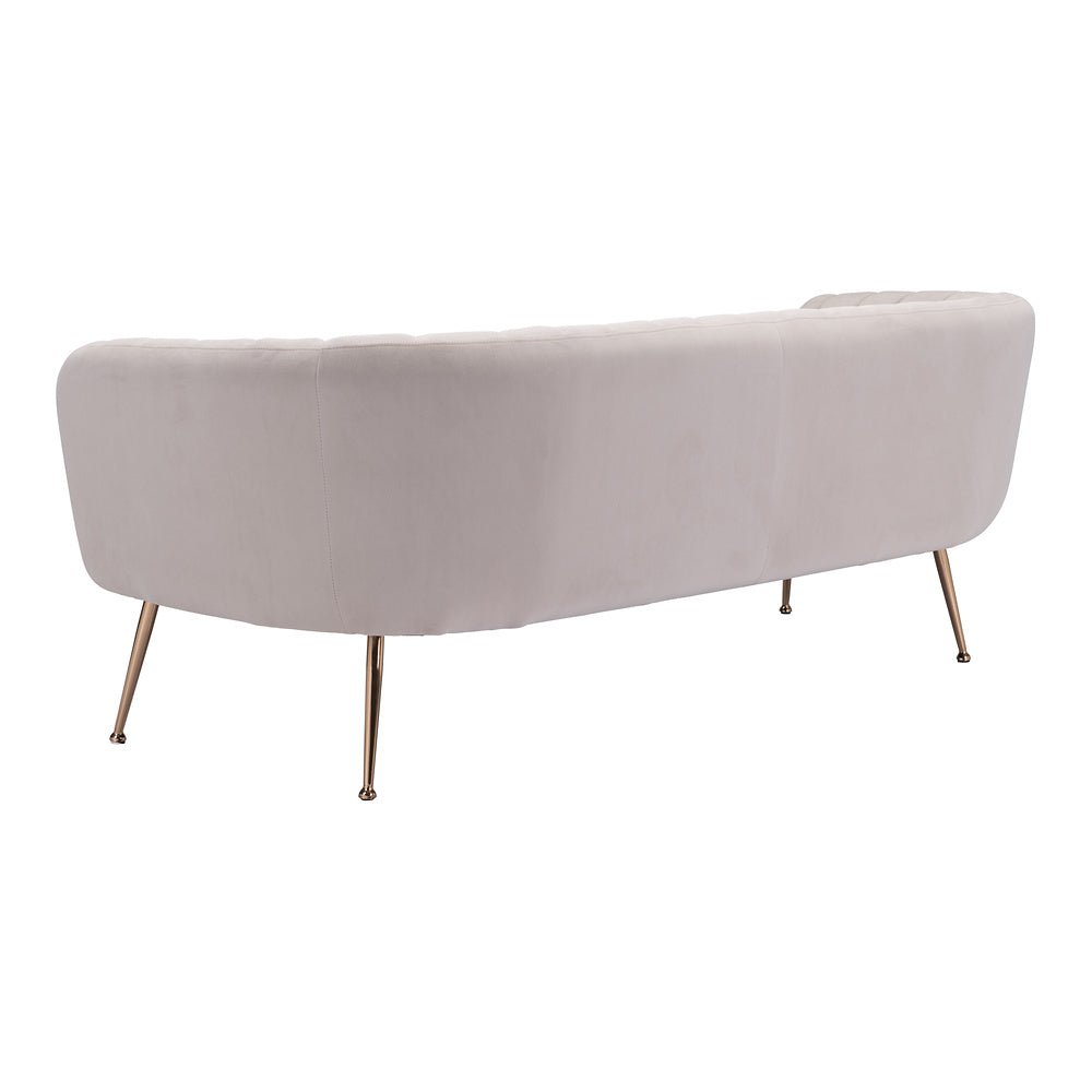 Sofá para Consultorio 3 Plazas - ZUO DECO - Beige - Asiento y Respaldo Tapizados en Tela Tipo Terciopelo - 101853 - Zuo - NOGAL BEAT - Sillón Ocasional