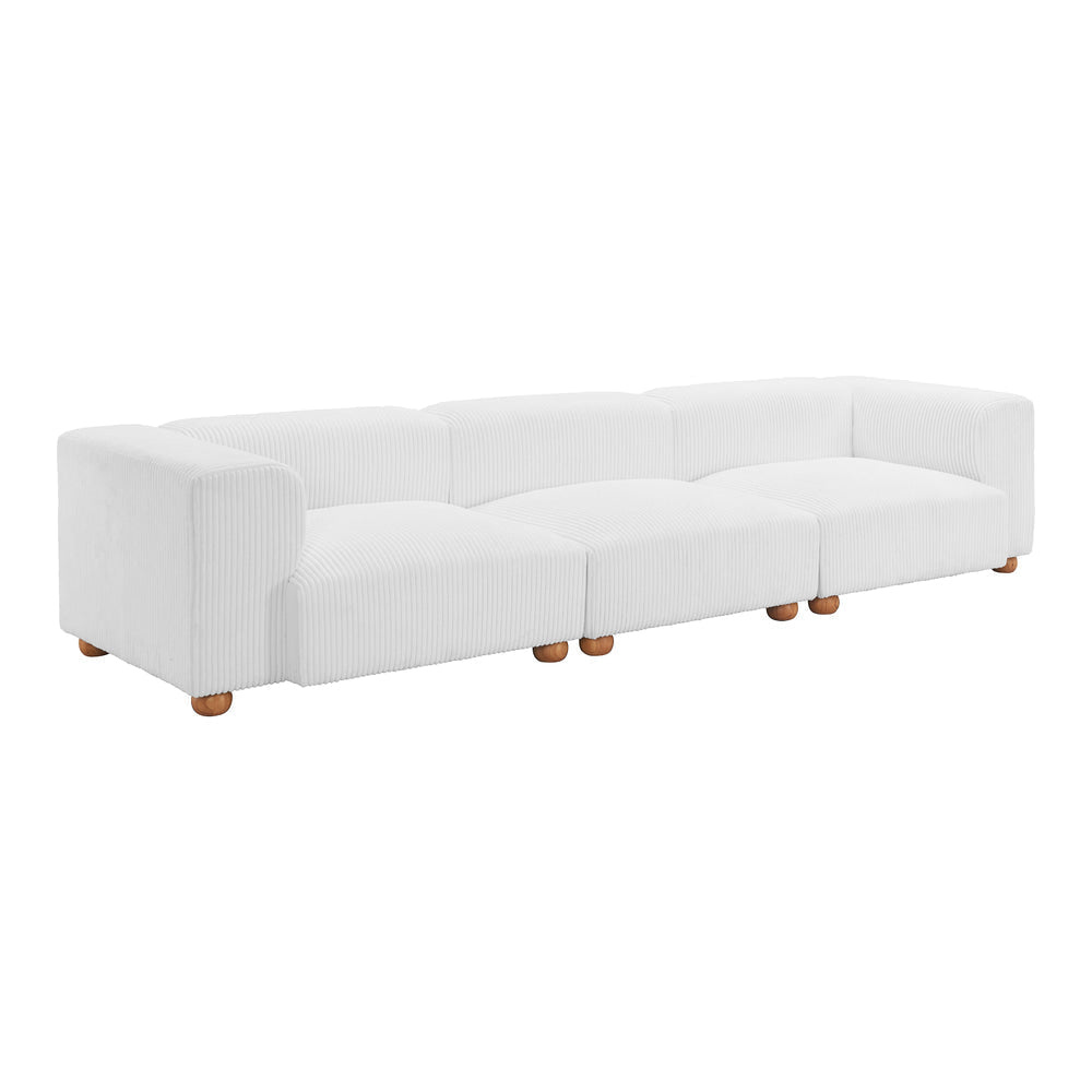 Sofá para Consultorio 3 Plazas - ZUO TAYTE - Blanco - Asiento y Respaldo Tapizados en Pana - 110302 - Zuo - NOGAL BEAT - Sillón Ocasional
