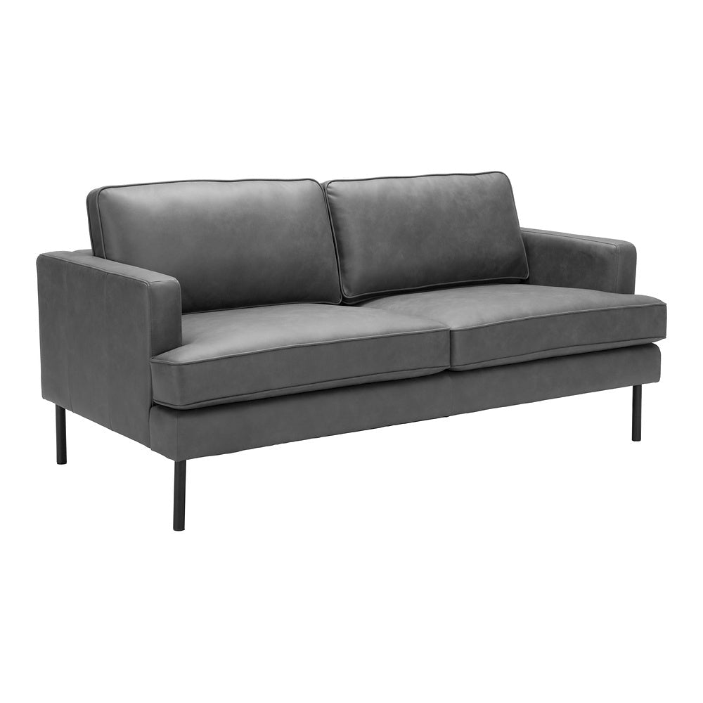 Sofá para Coworking 3 Plazas - ZUO DECADE - Vintage Gris - Asiento y Respaldo Tapizados en Piel Sintética - 109031 - Zuo - NOGAL BEAT - Sillón Ocasional
