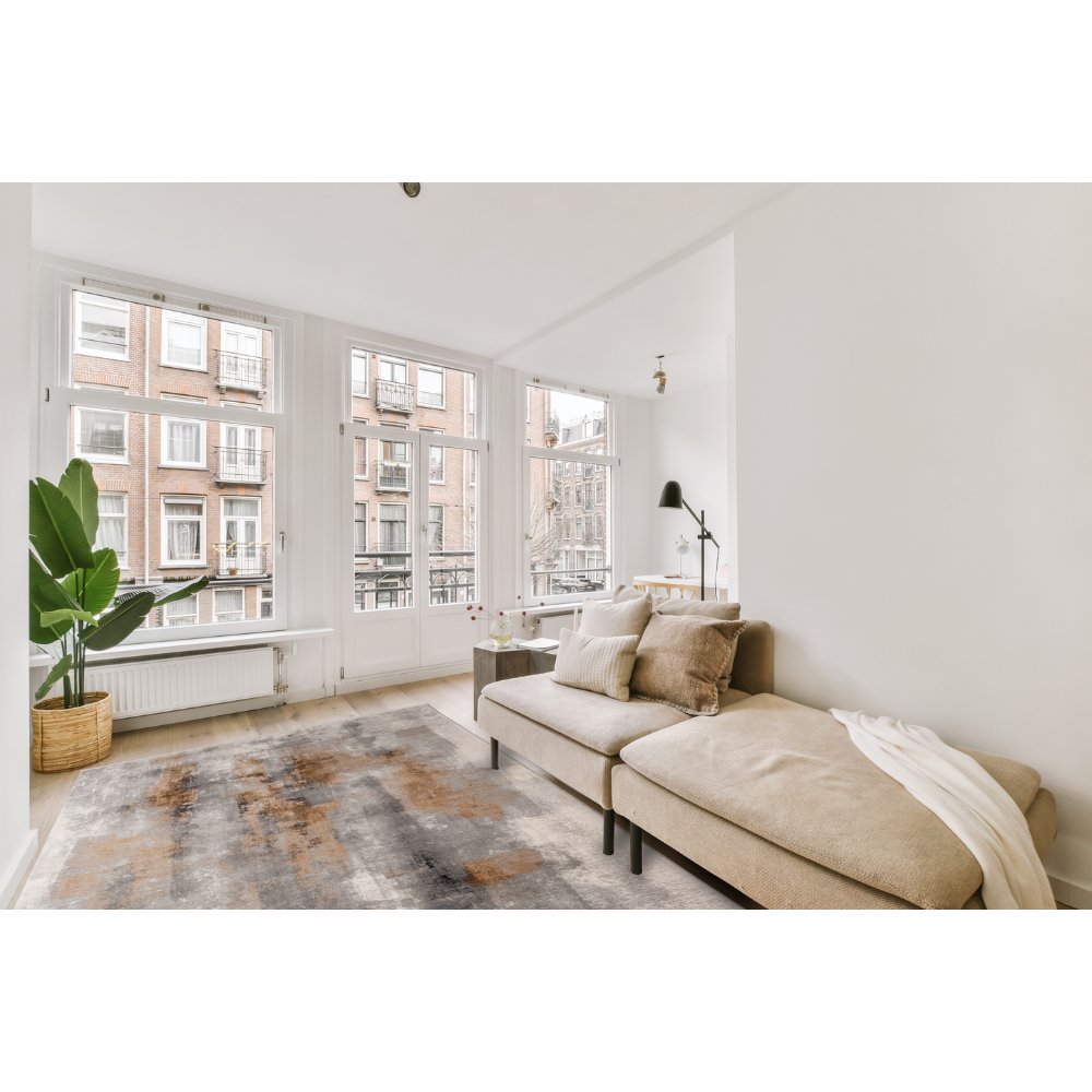 TAPETE LAVIN AMALFI T2286 | Tapete Decorativo Decoración Hogar Departamento | Tono Crema Gris Oro | Varias Medidas | Rectangular | Interior - T2286-160 X230 - LAVIN - NOGAL BEAT - Tapetes