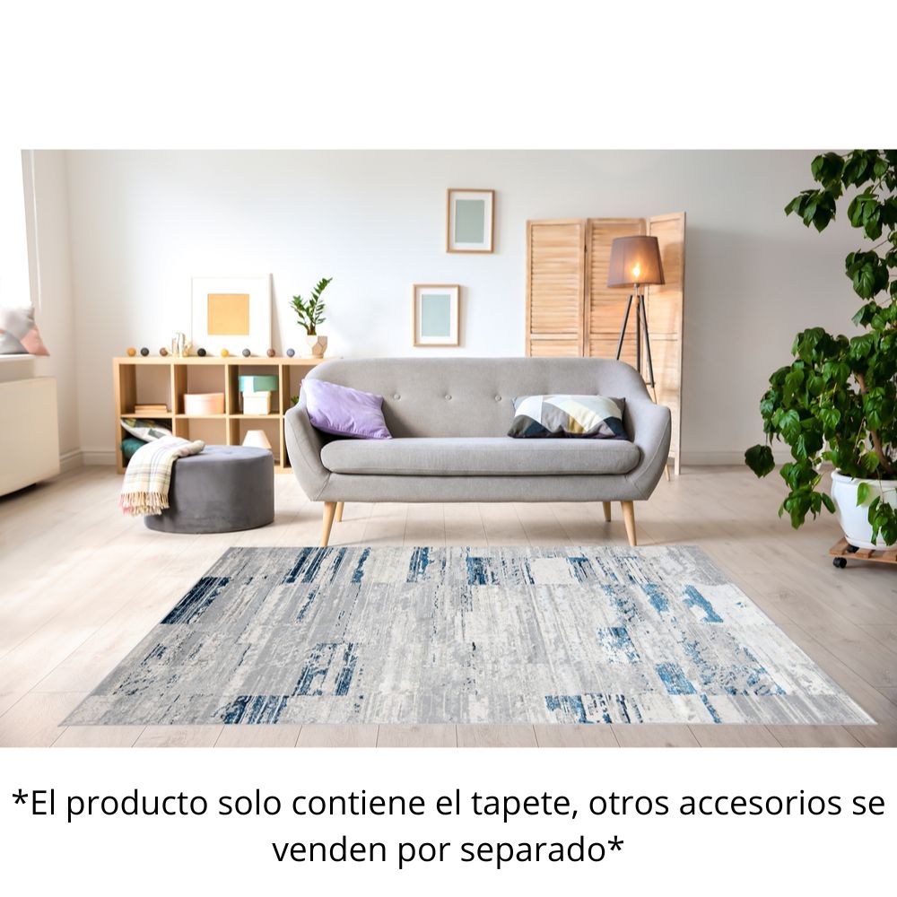 TAPETE LAVIN DENIZ U7015 | Tapete Decorativo para Recepción Hotel Hogar Departamento Sala | GRIS CREMA AZUL | Varias Medidas | Rectangular | Interior - U7015-60 x 90 - LAVIN - NOGAL BEAT - Tapetes