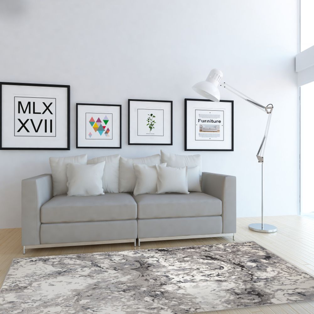 TAPETE LAVIN SAMIRA U5007 | Tapete Decorativo para Recepción Hotel Hogar Departamento Sala | GRIS PLATA | Varias Medidas | Rectangular | Interior - U5007-60 x 90 - LAVIN - NOGAL BEAT - Tapetes