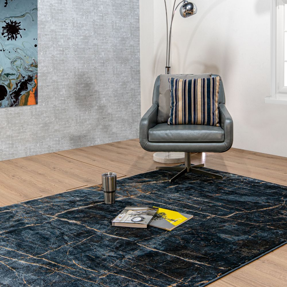 TAPETE LAVIN SIRIT T5129 | Tapete Decorativo para Recepción Hotel Hogar Departamento Sala | AZUL ORO | Varias Medidas | Rectangular | Interior - T5129-60 x 90 - LAVIN - NOGAL BEAT - Tapetes