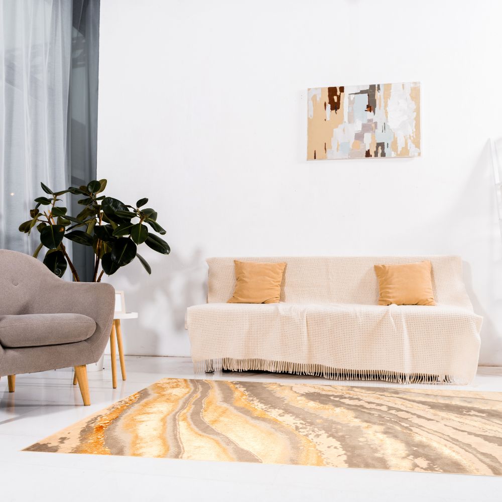 TAPETE LAVIN TERRA T9038 | Tapete Decorativo para Recepción Hotel Hogar Departamento Sala | CREMA ORO | Varias Medidas | Rectangular | Interior - T9038-60 x 90 - LAVIN - NOGAL BEAT - Tapetes