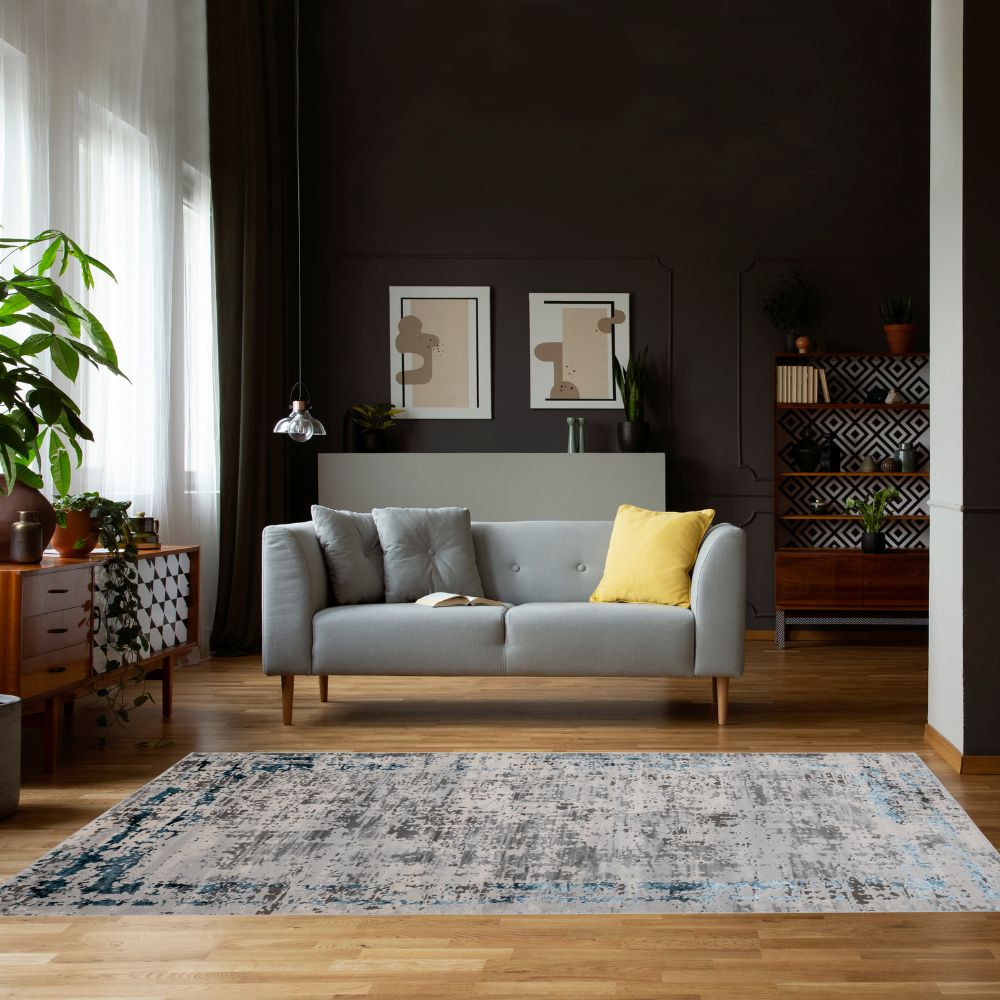 TAPETE LAVIN YEMINA T4038 | Tapete Decorativo para Recepción Hotel Hogar Departamento Sala | GRIS AZUL | Varias Medidas | Rectangular y Circular | Interior - T4038-60 x 90 - LAVIN - NOGAL BEAT - Tapetes