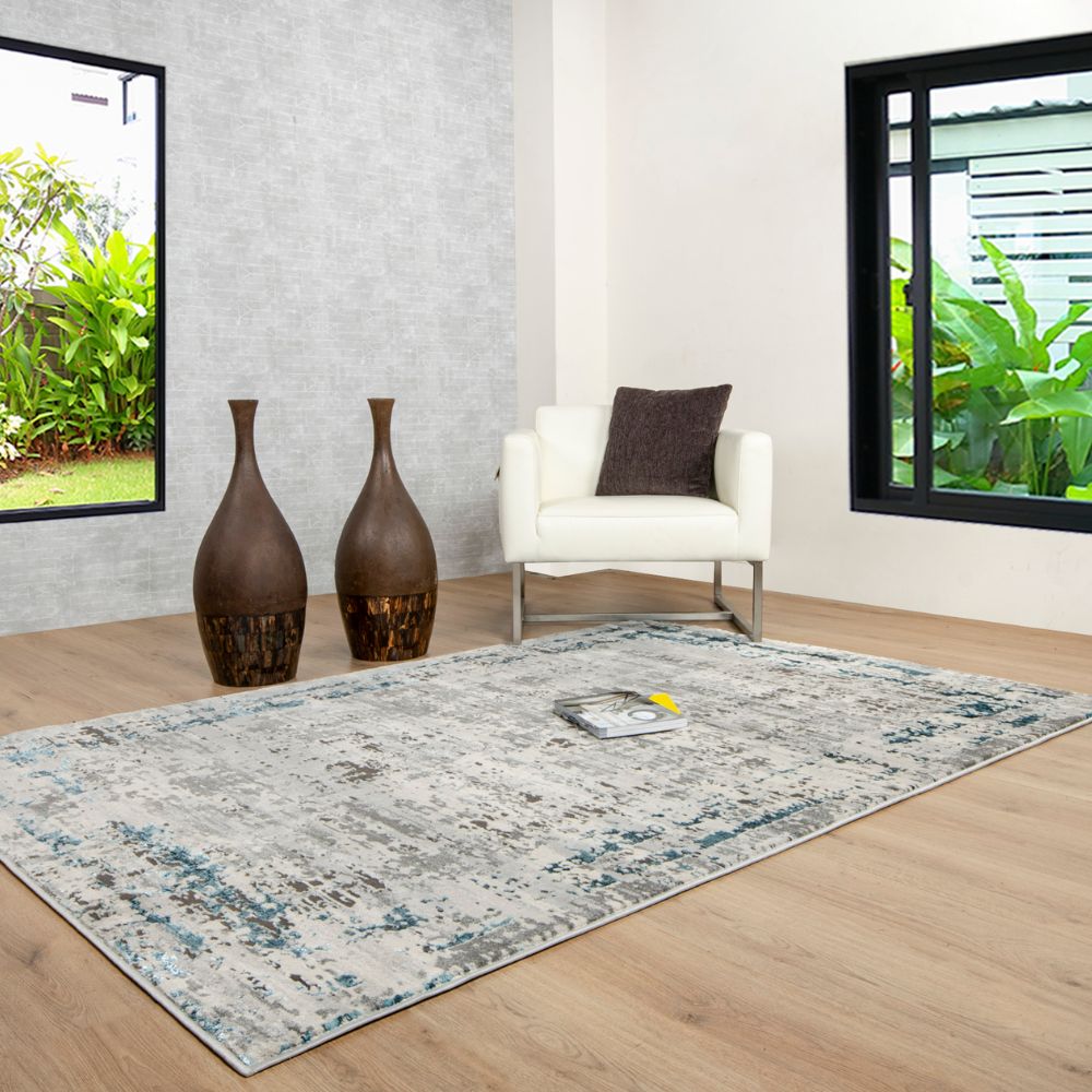 TAPETE LAVIN YEMINA T4038 | Tapete Decorativo para Recepción Hotel Hogar Departamento Sala | GRIS AZUL | Varias Medidas | Rectangular y Circular | Interior - T4038-60 x 90 - LAVIN - NOGAL BEAT - Tapetes